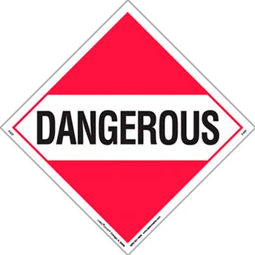 LabelMaster® Dangerous Worded Removable Placard, 10-3/4"W x 10-3/4"H, Vinyl, Pack/25