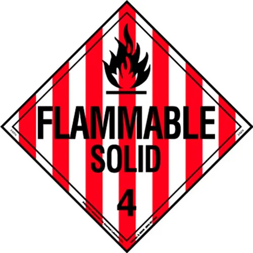 LabelMaster® Hazard Class 4 Flammable Solid Worded Placard, 10-3/4"W x 10-3/4"H, Vinyl, Pack/25