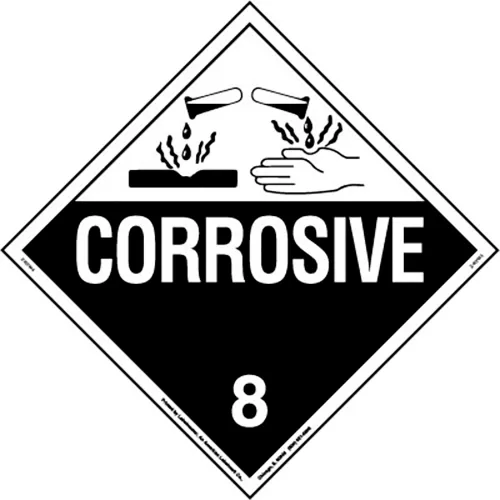 LabelMaster® Corrosive Placard, Worded, 10-3/4"W x 10-3/4"H, Rigid Vinyl, Pack/25