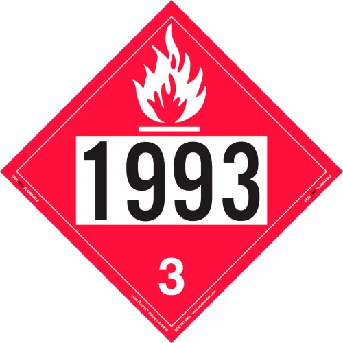 LabelMaster®ZEZ21993 Flammable Liquid Placard, UN 1993, Removable Vinyl, 25/Pack