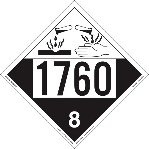 LabelMaster®ZEZ41760 Corrosive Placard, UN 1760, Removable Vinyl, 25/Pack