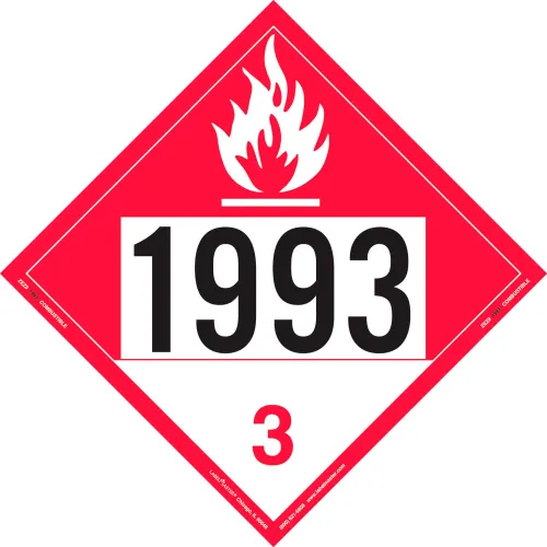LabelMaster®ZEZ91993 Combustible Liquid Placard, UN 1993, Removable Vinyl, 25/Pack