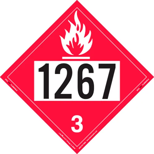 LabelMaster® Flammable Liquid Placard, UN1267, 10-3/4"W x 10-3/4"H, Rigid Vinyl, Pack/25