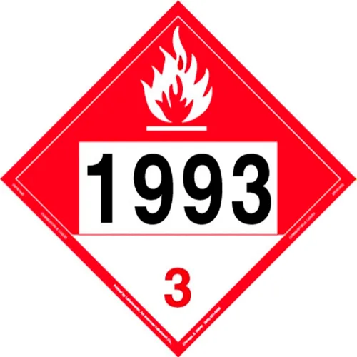 LabelMaster® Combustible Liquid Placard, UN 1993,, 10-3/4"W x 10-3/4"H, Rigid Vinyl, Pack/25
