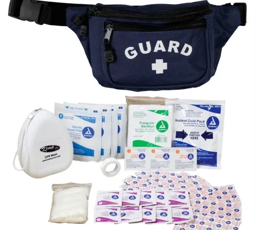 Kemp USA Hip Pack w/ Guard Logo & First Aid Supply Pack, Navy, 49 Pieces