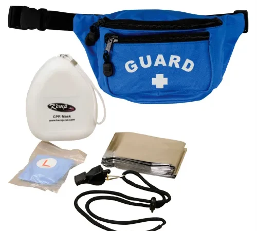 Kemp USA Hip Pack w/ Guard Logo & Lifeguard Essentials Supply, Royal Blue, 5 Pieces