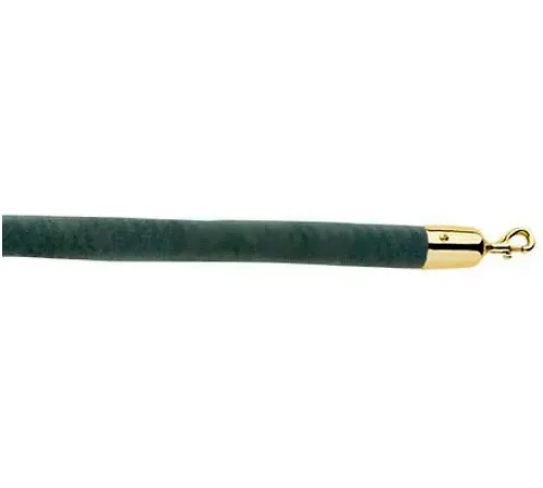 Lavi Industries 4'L Evergreen Velour Rope With Polished Brass Hooks
