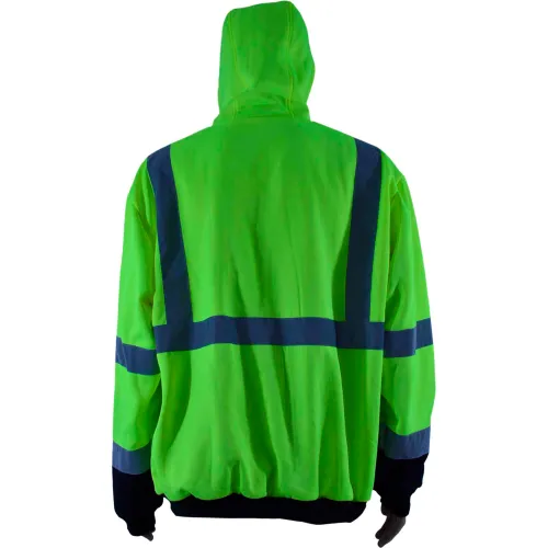 Petra Roc Thermal Lined Zip-Up Hoodie, ANSI Class 3, 2 Slash Pockets, Polar Fleece, Lime/Black, XL - Image 2