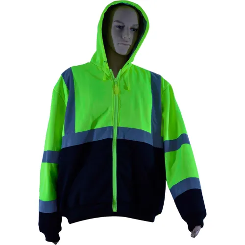 Petra Roc Thermal Lined Zip-Up Hoodie, ANSI Class 3, 2 Slash Pockets, Polar Fleece, Lime/Black, XL