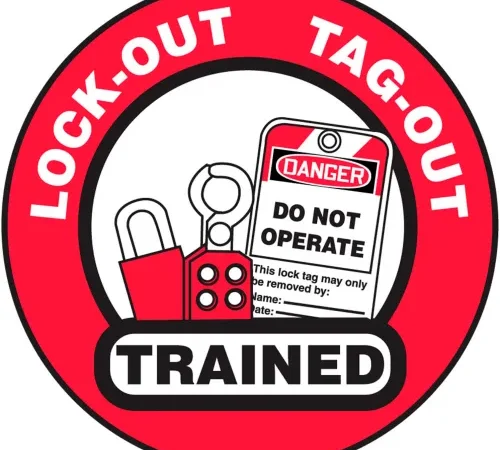 Accuform LHTL344 Hard Hat Label, Lockout/Tagout Trained, Vinyl
