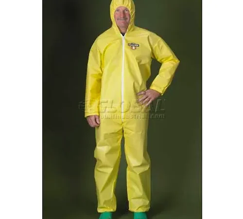 Lakeland ChemMax1 Coverall, Attached Hood, Elastic Wrists & Ankles, L, 25/Case, C1B428Y-LG