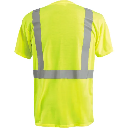 OccuNomix Standard Wicking T-Shirt W/ Pocket, Class 2, ANSI, Hi-Vis Yellow, XL, LUX-SSETP2-YXL - Image 2