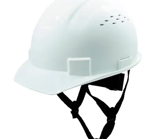 General Electric GH326 Vented Cap Style Hard Hat, 4-Point Adjustable Ratchet Suspension, White