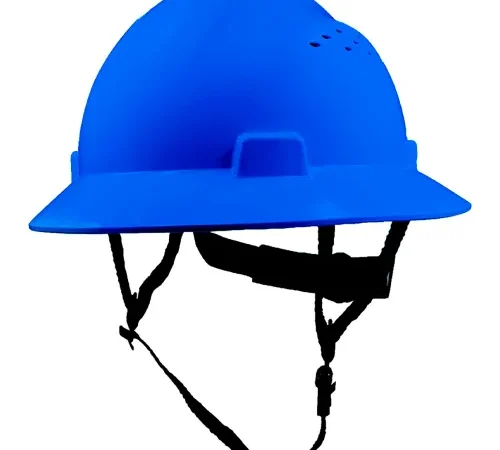 General Electric GH328 Vented Full Brim Hard Hat, 4-Point Adjustable Ratchet Suspension, Blue