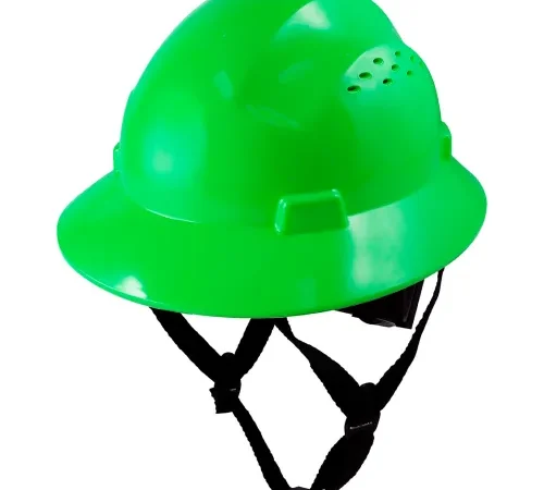 General Electric Full Brim Hard Hat, 4 Pt. Ratchet Suspension, Vented, Class C, Type 1, Green