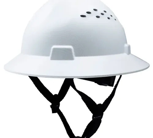 General Electric GH328 Vented Full Brim Hard Hat, 4-Point Adjustable Ratchet Suspension, White