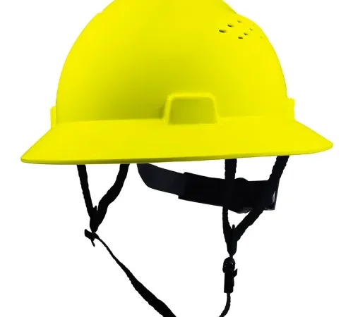 General Electric GH328 Vented Full Brim Hard Hat, 4-Point Adjustable Ratchet Suspension, Yellow