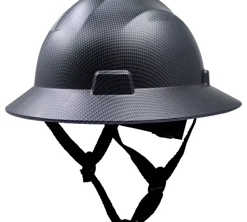 General Electric GH329 Non-Vented Full Brim Hard Hat, 4-Point Ratchet Suspension, Carbon Fiber Black
