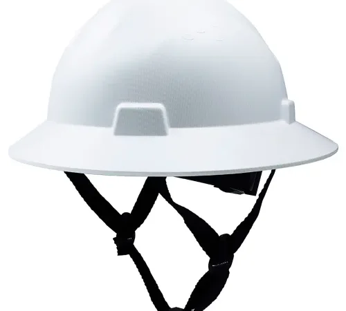 General Electric GH329 Non-Vented Full Brim Hard Hat, 4-Point Ratchet Suspension, Carbon Fiber White