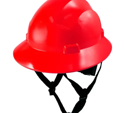 General Electric Full Brim Hard Hat, 4 Pt. Ratchet Suspension, Non-Vented, Class E, G, Type 1, Red