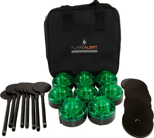 FlareAlert Pro Battery Powered LED Emergency 8 Beacon Kit, Green, B8-FP-G