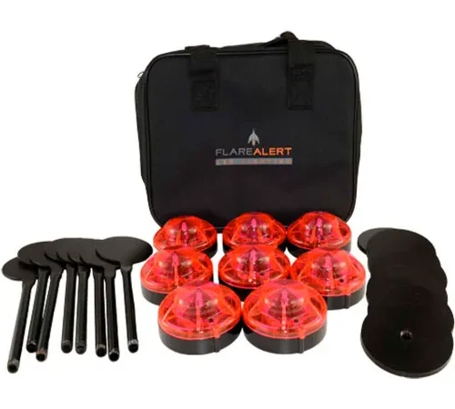 FlareAlert Standard Battery Powered LED Emergency 8 Beacon Kit, Red, B8-F-R