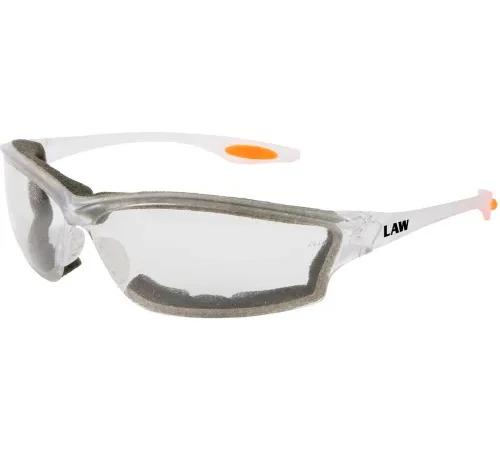 MCR Safety® Law® LW310AF Safety Glasses LW3, Orange Temple Insert, Clear Lens, Clear Frame