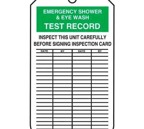 Accuform MGT207CTP Emergency Shower & Eyewash Test Record Tag, PF-Cardstock, 25/Pack