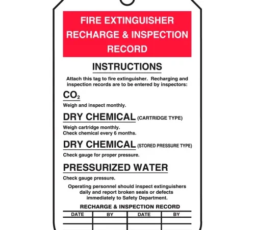 Accuform MGT208PTP Fire Extinguisher Recharge & Inspection Tag, RP-Plastic, 25/Pack