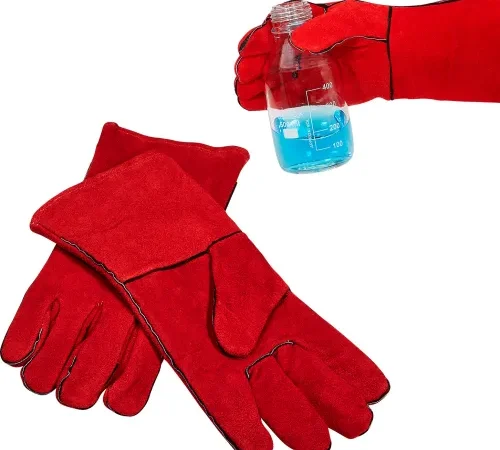 MTC™ Bio HotGuard™ 14"L Leather Autoclave Gloves, Red, 1 pair
