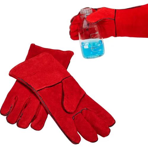 MTC™ Bio HotGuard™ 14"L Leather Autoclave Gloves, Red, 1 pair