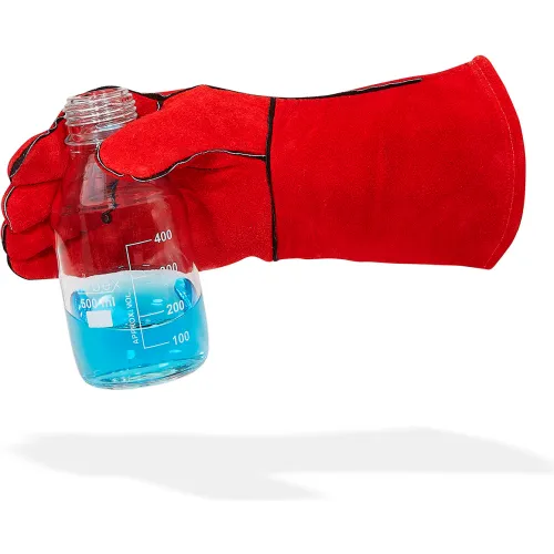 MTC™ Bio HotGuard™ 14"L Leather Autoclave Gloves, Red, 1 pair - Image 2