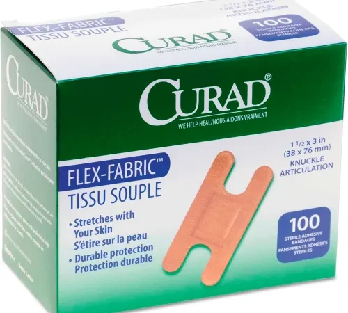 Curad® Flex Fabric Bandages, Knuckle, 3"L x 1-1/2"W, 100/Box
