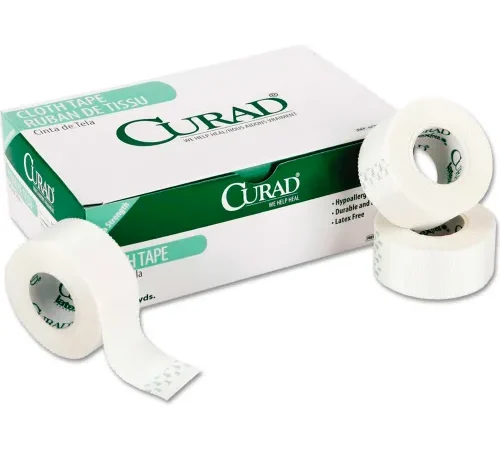 Curad® First Aid Cloth Silk Tape, 1" x 10 yds, White, 12/Pack