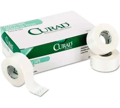 Curad® First Aid Silk Cloth Tape, 2" x 10 yds, White, 6/Pack