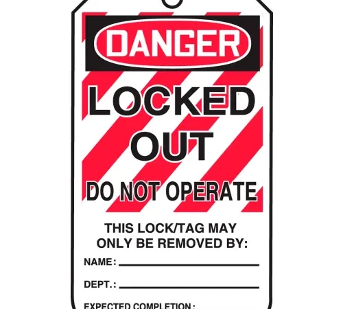 Accuform MLT407PTP Lockout Tag, Danger Locked Out Do Not Operate, RP-Plastic, 25/Pack