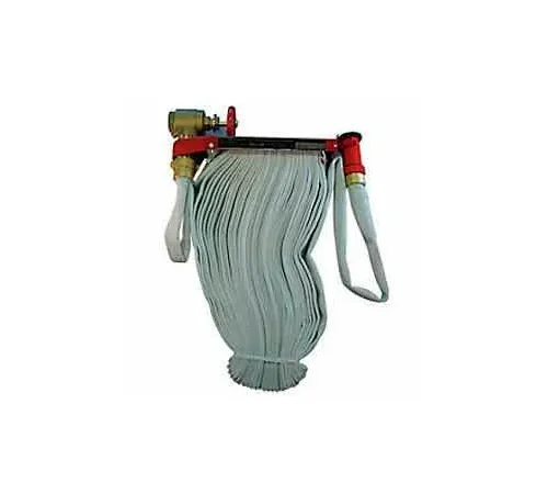Fire Hose Pin Rack Unit - 1-1/2 In. X 100 Ft Hose - Brass Nozzle - Steel - Red