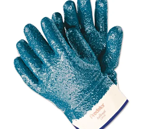 MCR Safety Predator Premium Nitrile-Coated Gloves, Blue/White, Large, 12 Pairs