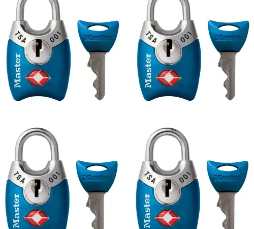 Master Lock® No. 4689Q TSA-Accept Keyed-Alike Metal Padlock 1"W Assorted Colors - 4-Pack - Pkg Qty 4