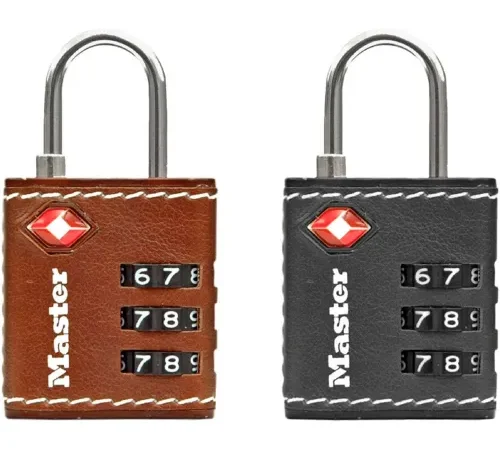 Master Lock® 4692D TSA-Accepted Combination Lock - 1-1/4"W Leatherette Cover - Assorted Colors - Pkg Qty 4