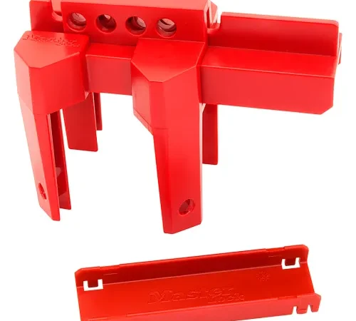 Master Lock® 4-Leg Quarter Turn Valve Lockout, Thermoplastic, 3"W x 4"H, Red