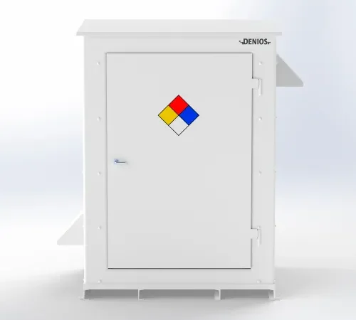 Denios N-Series 8'W x 4' 10"D x 8' 2"H, Non-Combustible Outdoor Storage Building For 2 Drums