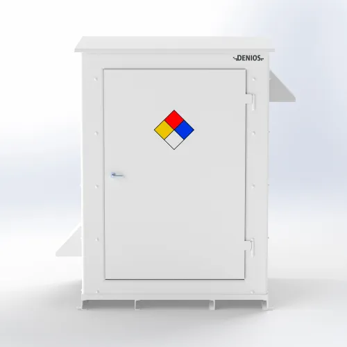 Denios N-Series 8'W x 4' 10"D x 8' 2"H, Non-Combustible Outdoor Storage Building For 2 Drums
