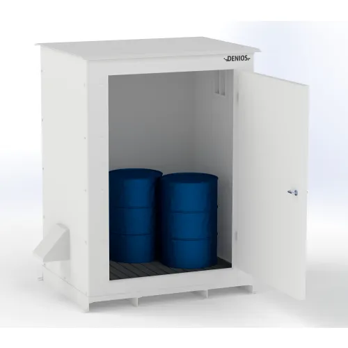 Denios N-Series 8'W x 4' 10"D x 8' 2"H, Non-Combustible Outdoor Storage Building For 2 Drums - Image 2