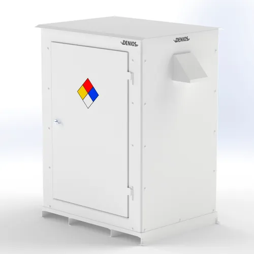 Denios N-Series 8'W x 4' 10"D x 8' 2"H, Non-Combustible Outdoor Storage Building For 2 Drums - Image 3