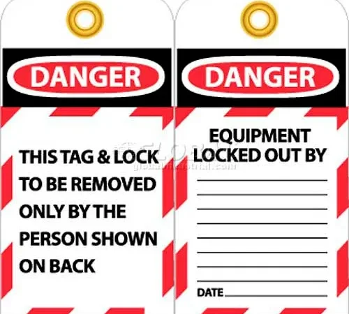 NMC LOTAG1-25 Tags, This Tag & Lock To Be Removed Only, 6" X 3", White/Red/Black, 25/Pk