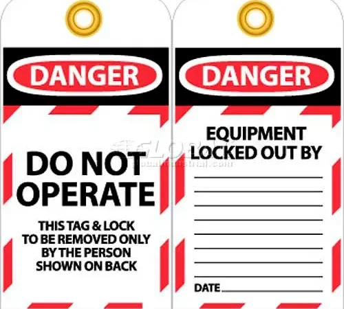 NMC LOTAG10-25 Tags, Do Not Operate, 6" X 3", White/Red/Black, 25/Pk