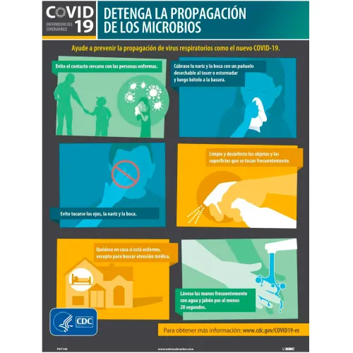 Stop The Spread Of Germs Poster, Spanish, 18" X 24", Synthetic paper