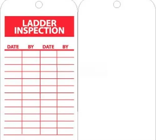 NMC RPT168 Tags, Ladder Inspection, 6" X 3", White/Red, 25/Pk