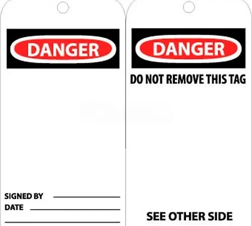 NMC RPT30 Tags, Danger, 6" X 3", White/Red/Black, 25/Pk